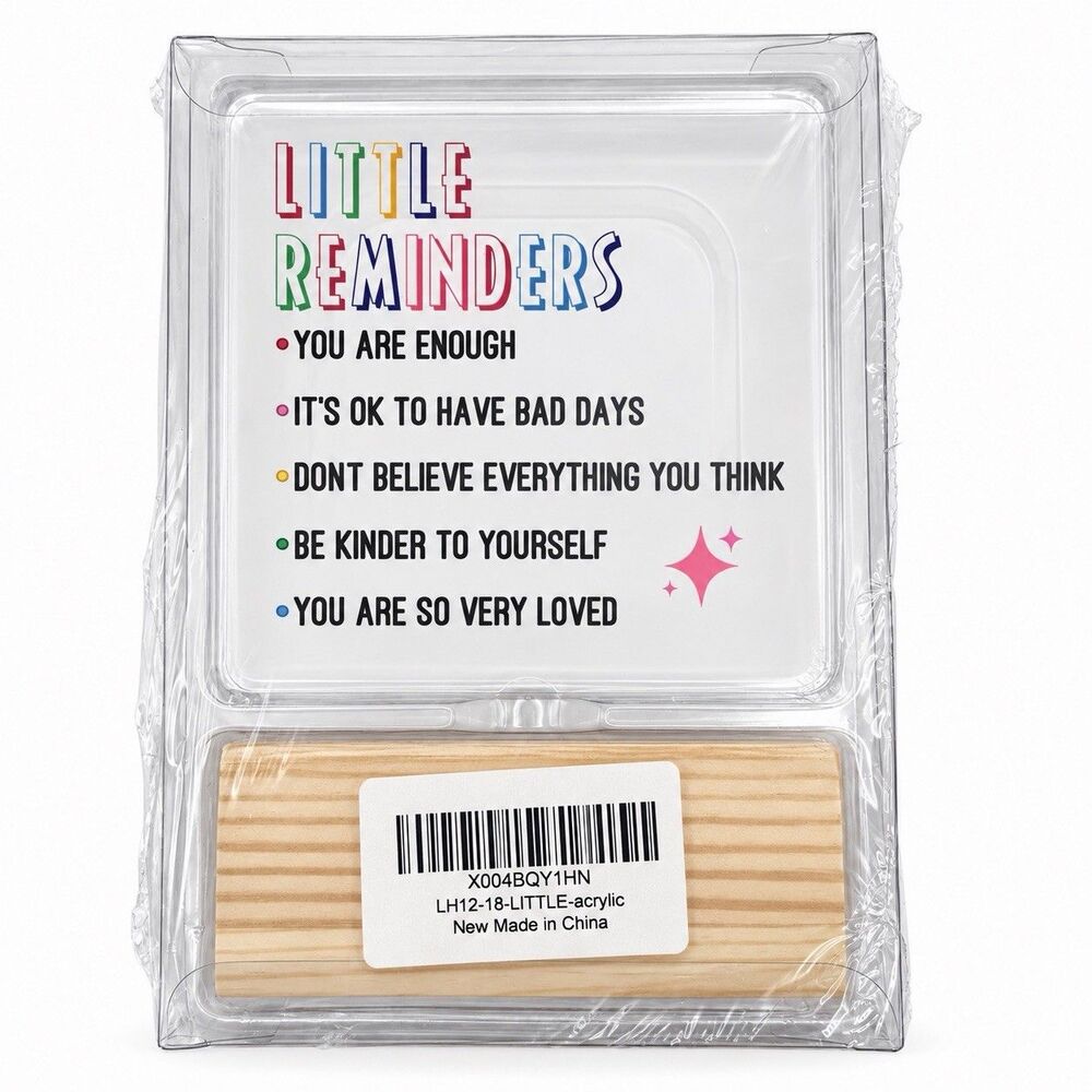 Little Reminders Acrylic Sign Wood Stand Positive Affirmation Desk Decor New
